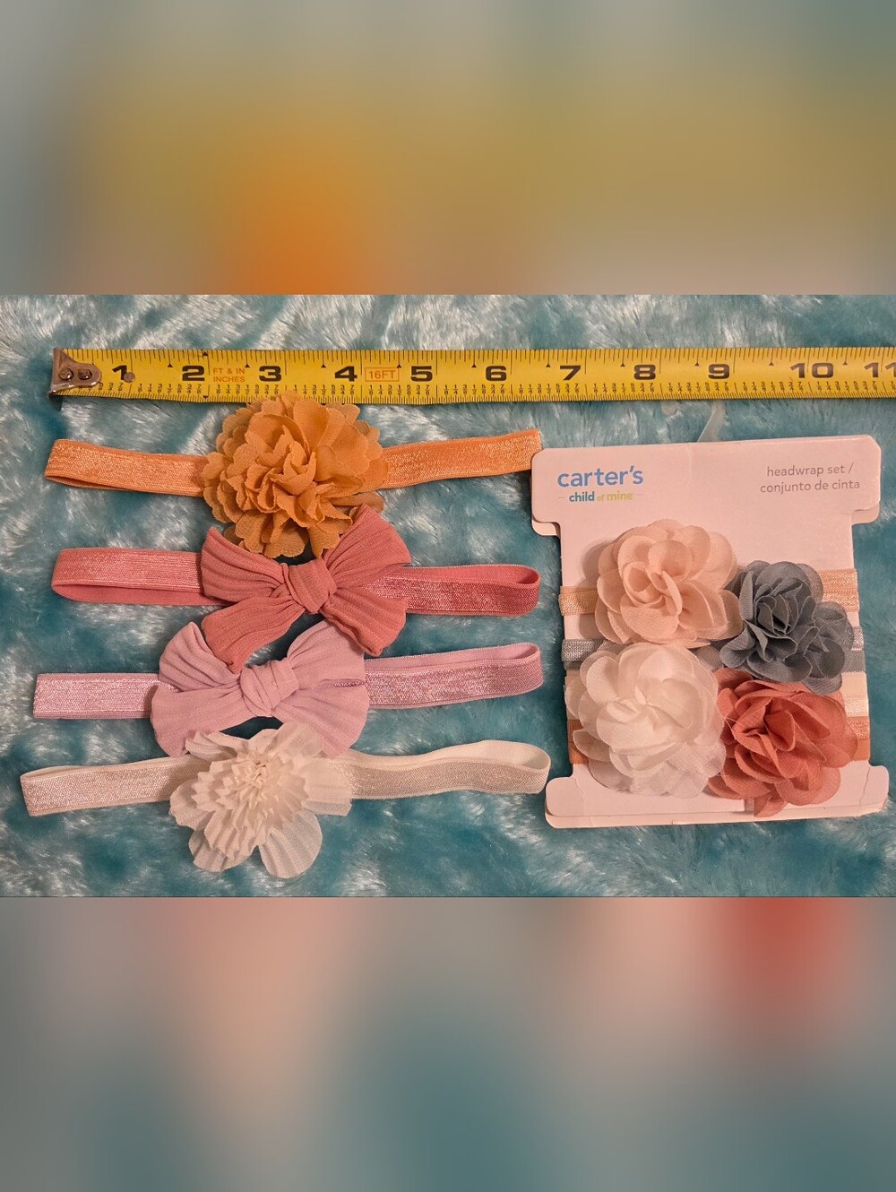Carter's Peach, Pink & Cream Floral and Bow Headband Sets